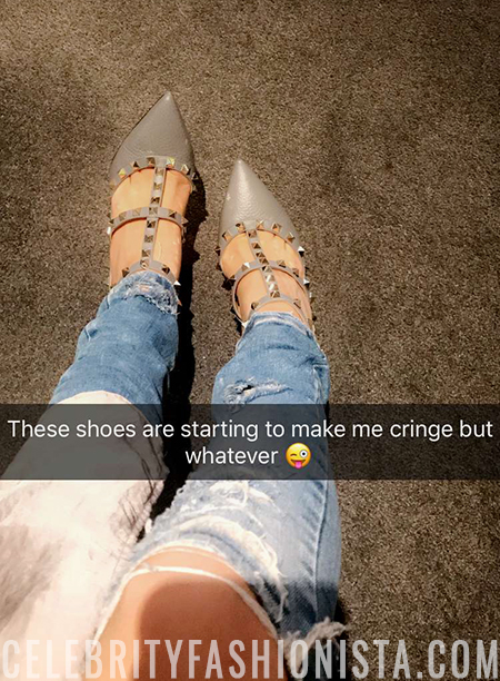 Faryal Makhdoom, Valentino Garavani Rockstud Pumps (Snapchat April 22, 2017)